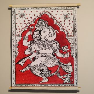 1000245253 Srikalahasti Kalamkaari inspired- Dancing Ganesha- Small scroll