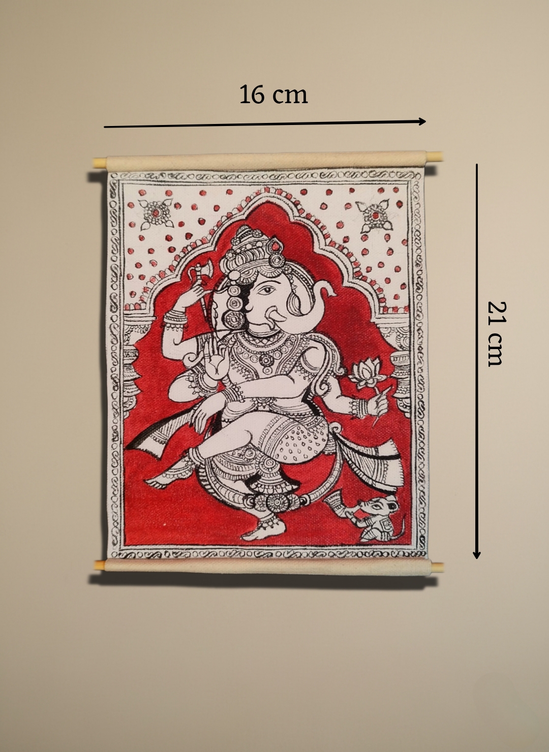 Srikalahasti Kalamkaari inspired- Dancing Ganesha- Small scroll - Image 3