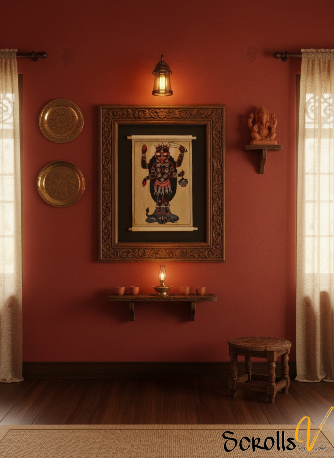 Kalighat inspired- Maa Kali- Medium scroll - Image 2