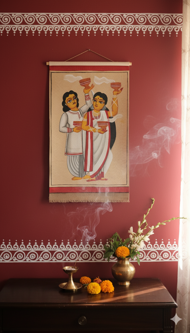 Kalighat inspired- Babu- Biwi with Dhunuchi - Image 3