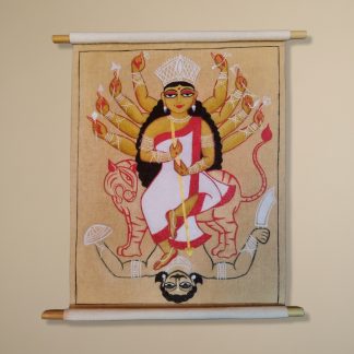 Picsart_25-09-27_23-13-15-884 Kalighat inspired- Medium scroll - Maa Durga