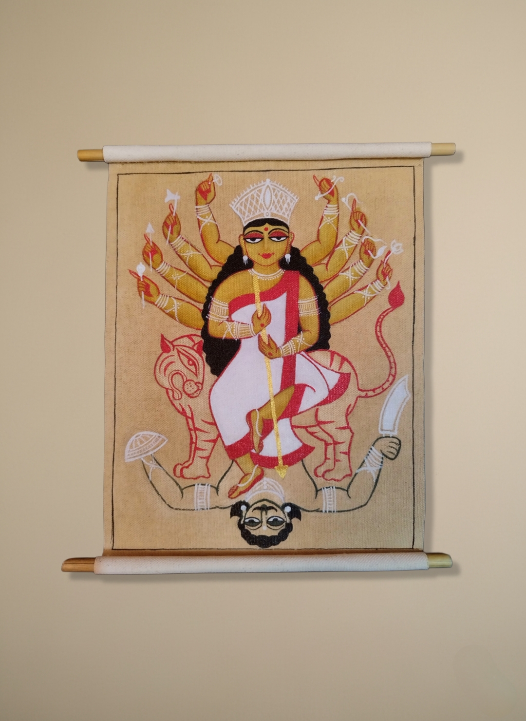 Kalighat inspired- Medium scroll - Maa Durga
