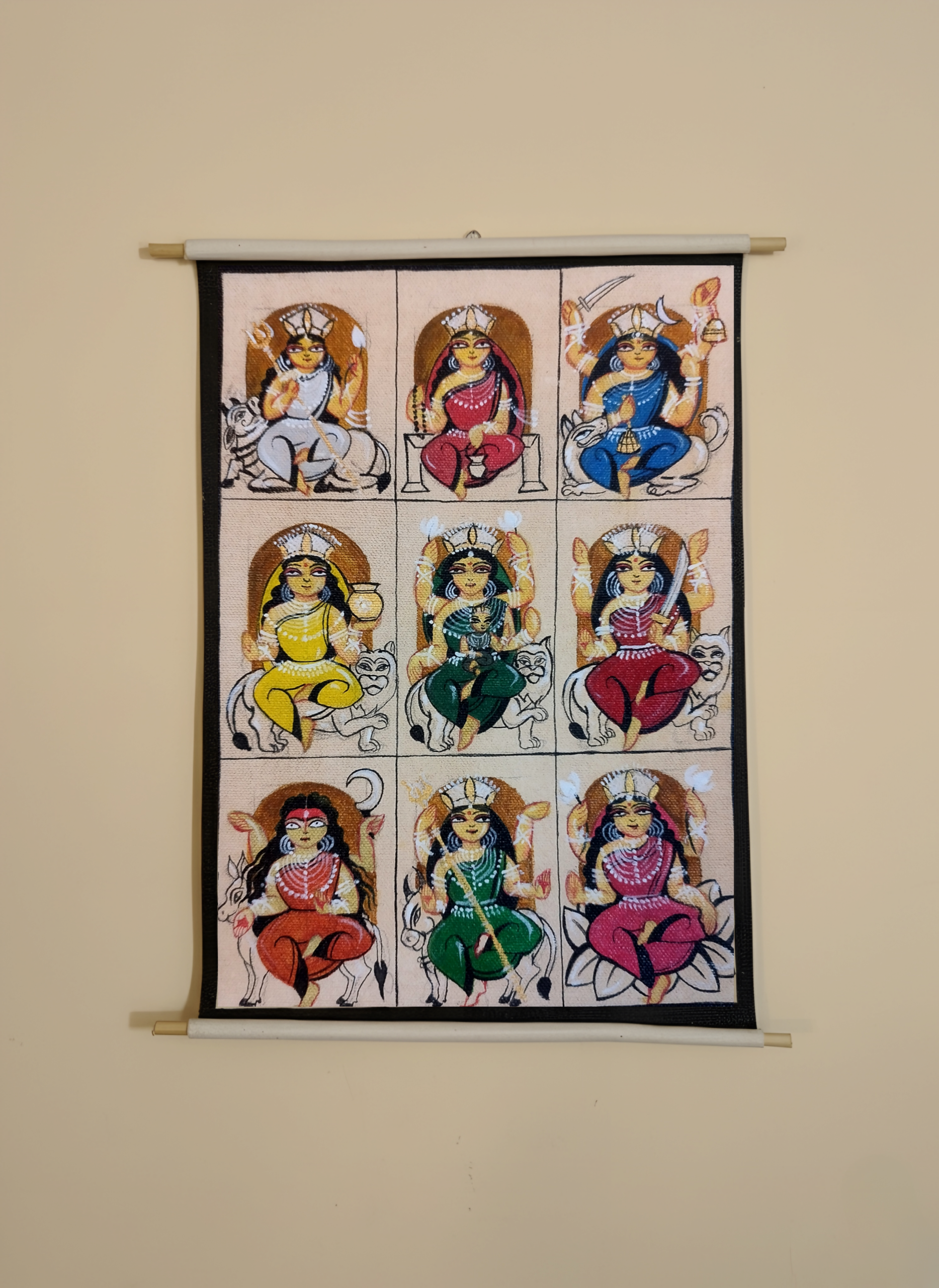 Kalighat inspired- Medium scroll - Navdurga