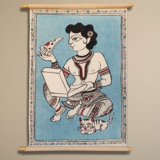 Srikalahasti Kalamkaari inspired- Small scroll- Man with his pizza