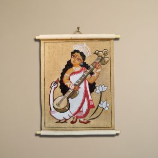 Picsart_25-09-28_02-37-35-185 Kalighat inspired- Saraswati- Mini