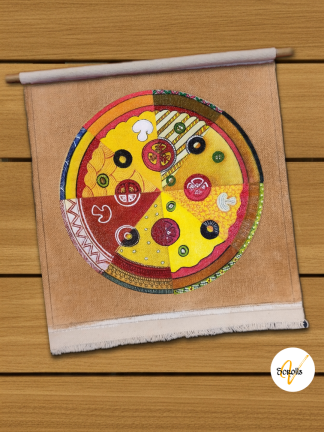 Pizza in 8 Indian painting slices